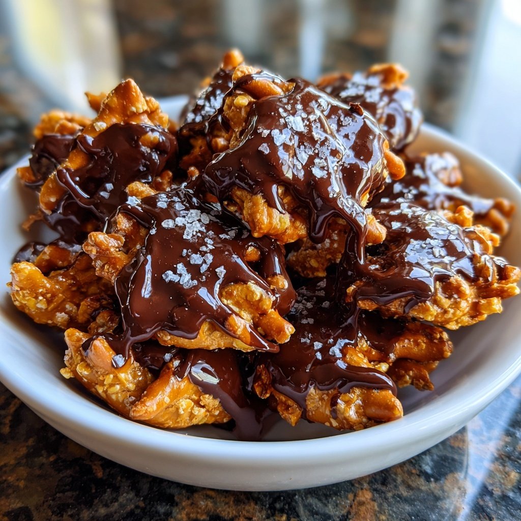 Super Bowl Desserts Chocolate Pretzel Clusters