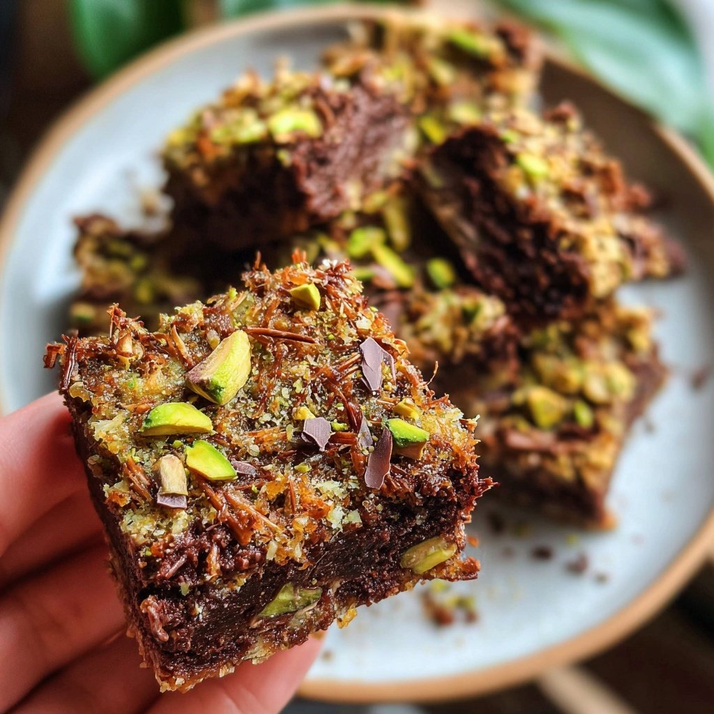 Chocolate Pistachio Coconut Squares